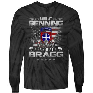 82nd Airborne Division Born At Ft Benning Raised Fort Bragg Tie-Dye Long Sleeve Shirt