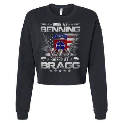 82nd Airborne Division Born At Ft Benning Raised Fort Bragg Cropped Pullover Crew