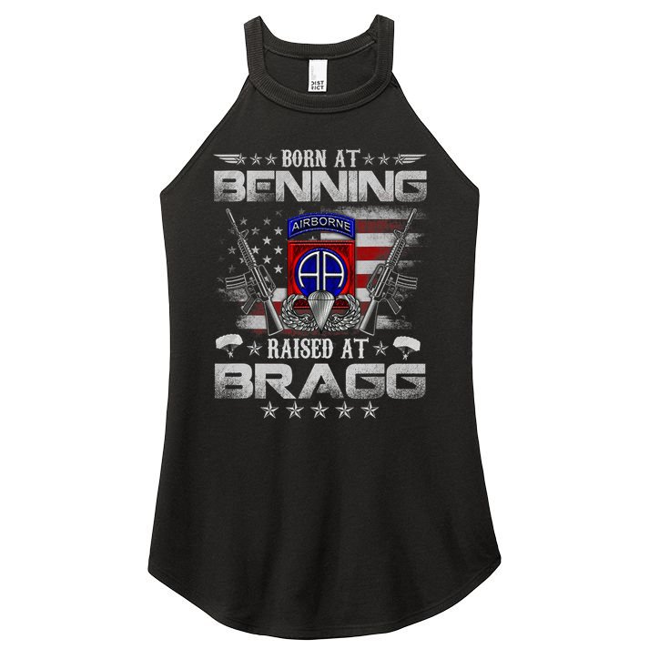 82nd Airborne Division Born At Ft Benning Raised Fort Bragg Women's Perfect Tri Rocker Tank