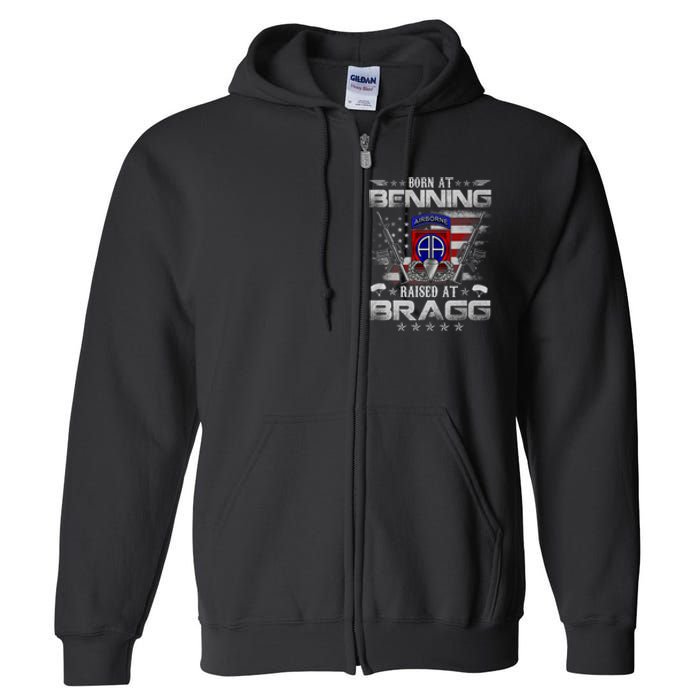 82nd Airborne Division Born At Ft Benning Raised Fort Bragg Full Zip Hoodie