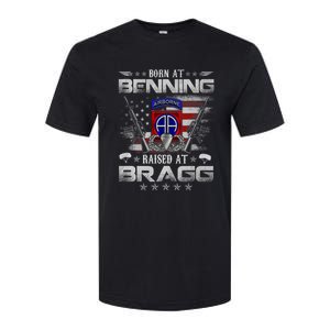 82nd Airborne Division Born At Ft Benning Raised Fort Bragg Softstyle CVC T-Shirt