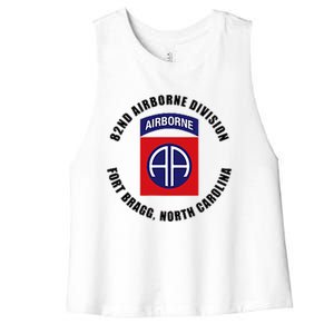 82nd Airborne Division Fort Bragg North Carolina Veteran Women's Racerback Cropped Tank