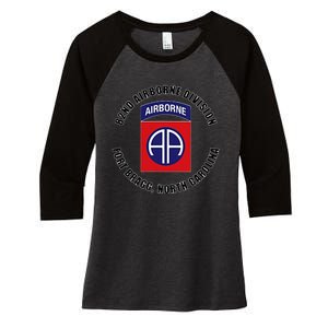 82nd Airborne Division Fort Bragg North Carolina Veteran Women's Tri-Blend 3/4-Sleeve Raglan Shirt