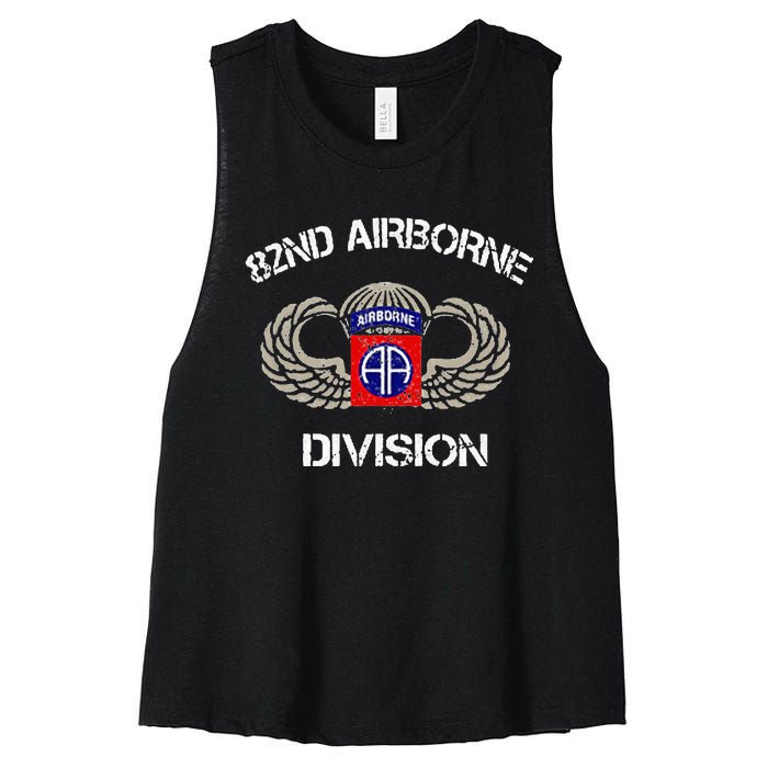 82nd Airborne Division Veteran Women's Racerback Cropped Tank