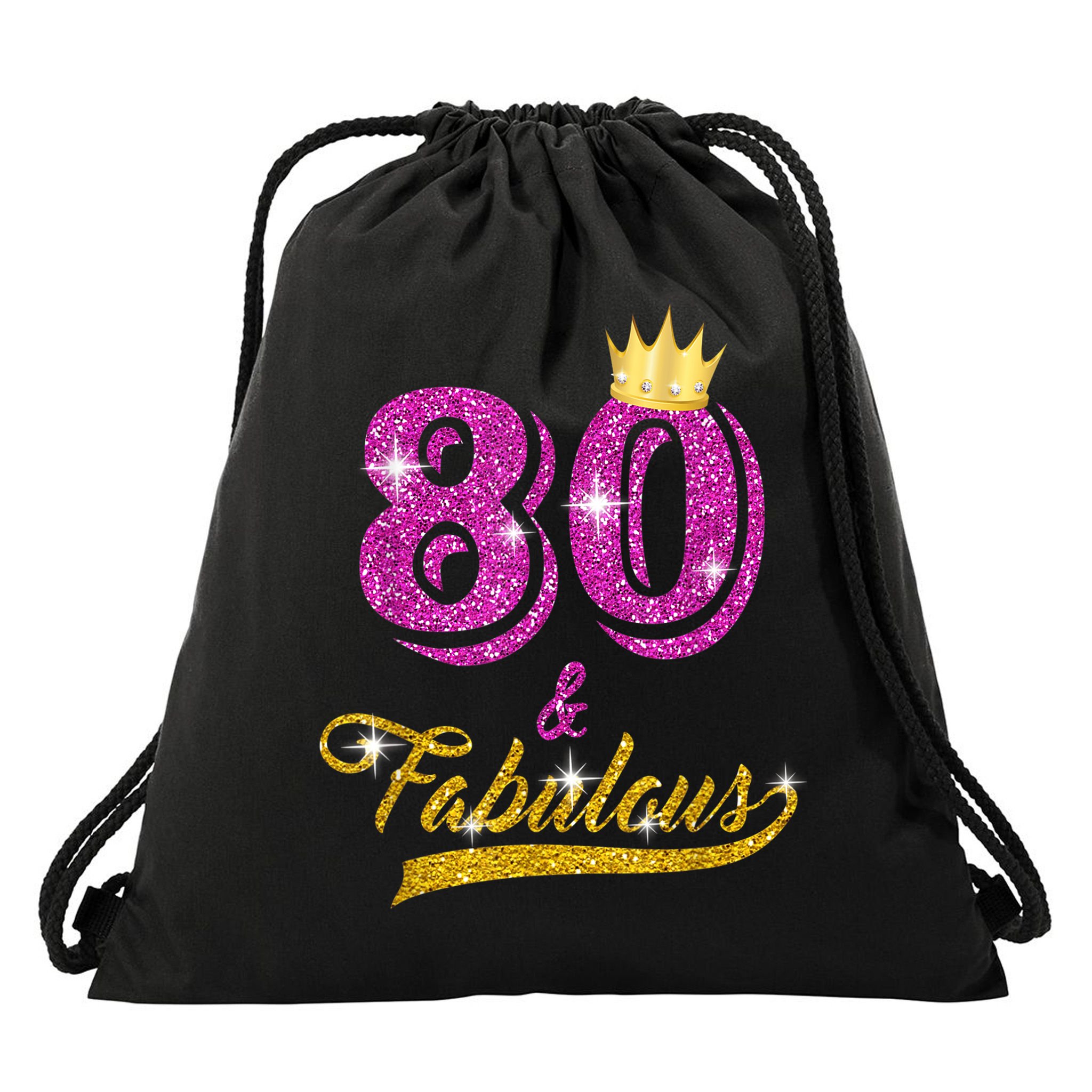 80 and Fabulous 80 yrs old B-day 80th Birthday Gift shirt Drawstring Bag