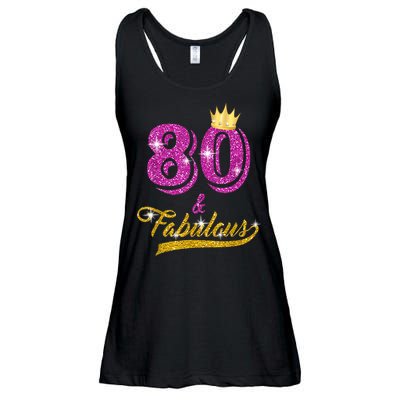 80 and Fabulous 80 yrs old B-day 80th Birthday Gift shirt Ladies Essential Flowy Tank
