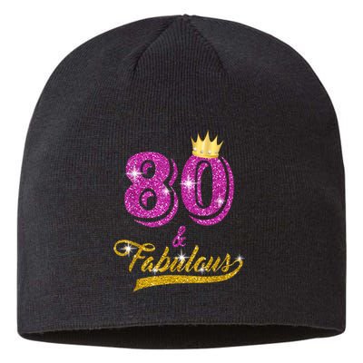 80 and Fabulous 80 yrs old B-day 80th Birthday Gift shirt Sustainable Beanie