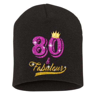 80 and Fabulous 80 yrs old B-day 80th Birthday Gift shirt Short Acrylic Beanie