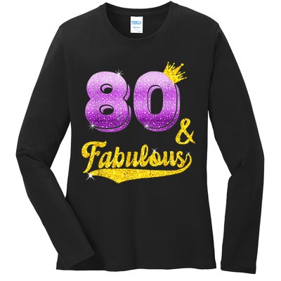 80 and fabulous - 80 years old Gift - 80th Birthday Ladies Long Sleeve Shirt