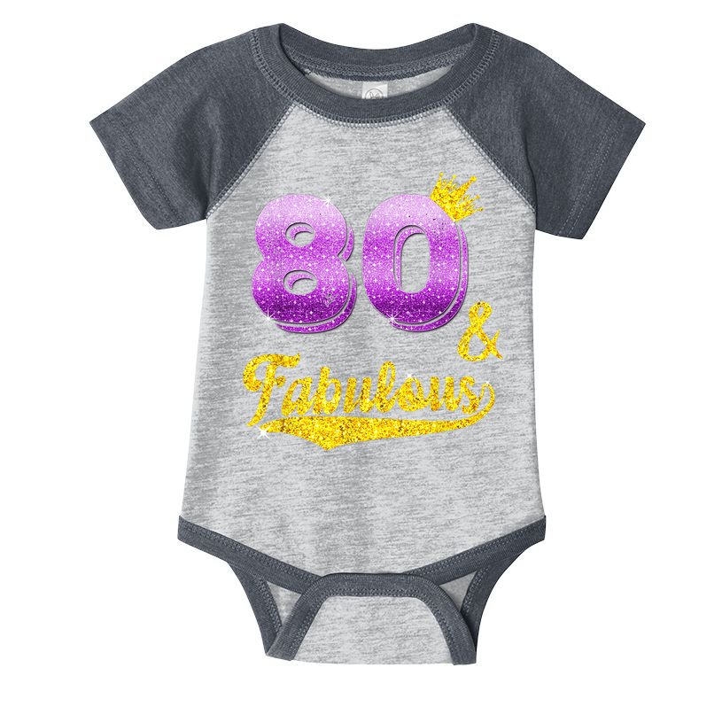 80 and fabulous - 80 years old Gift - 80th Birthday Infant Baby Jersey Bodysuit