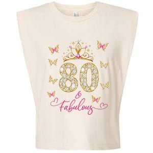 80 And Fabulous 80 Years Old Women 80th Birthday Garment-Dyed Women's Muscle Tee