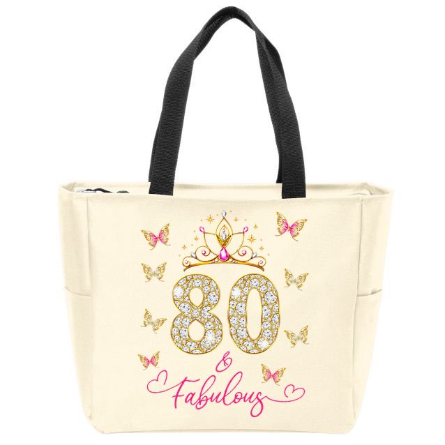 80 And Fabulous 80 Years Old Women 80th Birthday Zip Tote Bag