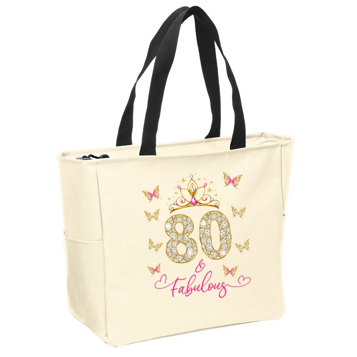 80 And Fabulous 80 Years Old Women 80th Birthday Zip Tote Bag