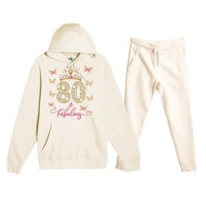 80 And Fabulous 80 Years Old Women 80th Birthday Premium Hooded Sweatsuit Set