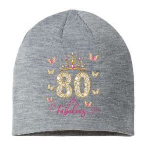 80 And Fabulous 80 Years Old Women 80th Birthday Sustainable Beanie