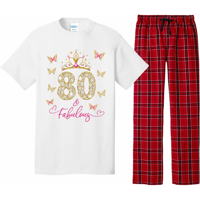 80 And Fabulous 80 Years Old Women 80th Birthday Pajama Set