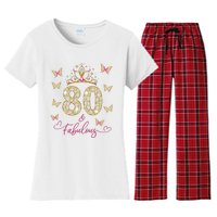 80 And Fabulous 80 Years Old Women 80th Birthday Women's Flannel Pajama Set