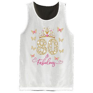 80 And Fabulous 80 Years Old Women 80th Birthday Mesh Reversible Basketball Jersey Tank