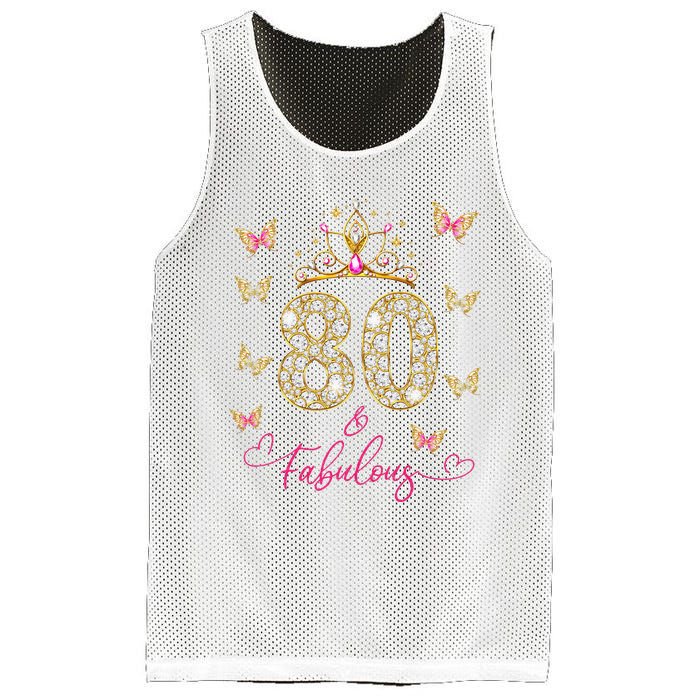 80 And Fabulous 80 Years Old Women 80th Birthday Mesh Reversible Basketball Jersey Tank