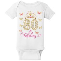 80 And Fabulous 80 Years Old Women 80th Birthday Baby Bodysuit