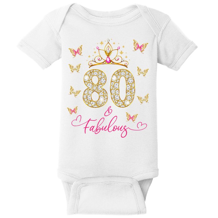 80 And Fabulous 80 Years Old Women 80th Birthday Baby Bodysuit