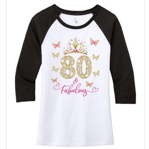 80 And Fabulous 80 Years Old Women 80th Birthday Women's Tri-Blend 3/4-Sleeve Raglan Shirt