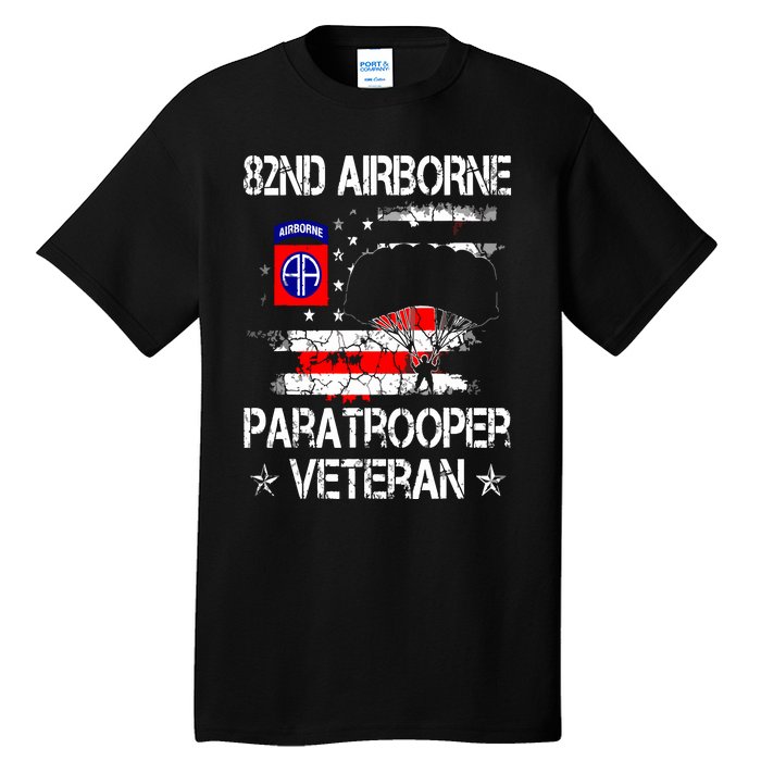 82nd Airborne Paratrooper Veteran Flag Veterans Day Tall T-Shirt