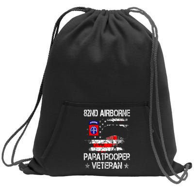 82nd Airborne Paratrooper Veteran Flag Veterans Day Sweatshirt Cinch Pack Bag