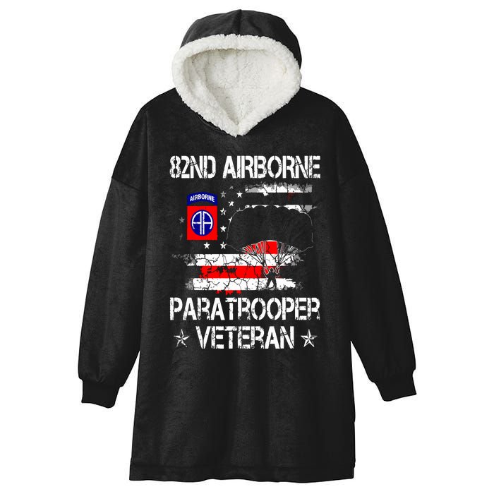 82nd Airborne Paratrooper Veteran Flag Veterans Day Hooded Wearable Blanket