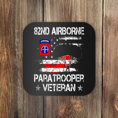 82nd Airborne Paratrooper Veteran Flag Veterans Day Coaster