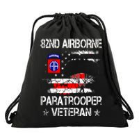 82nd Airborne Paratrooper Veteran Flag Veterans Day Drawstring Bag