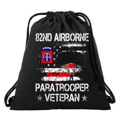 82nd Airborne Paratrooper Veteran Flag Veterans Day Drawstring Bag