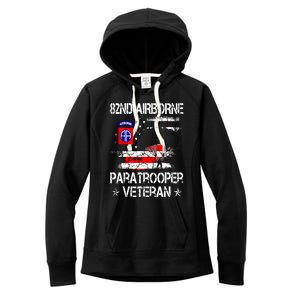 82nd Airborne Paratrooper Veteran Flag Veterans Day Women's Fleece Hoodie