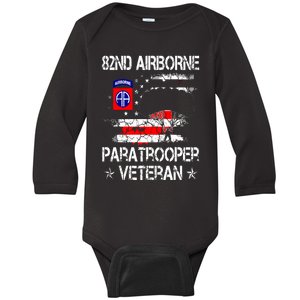 82nd Airborne Paratrooper Veteran Flag Veterans Day Baby Long Sleeve Bodysuit