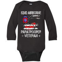 82nd Airborne Paratrooper Veteran Flag Veterans Day Baby Long Sleeve Bodysuit