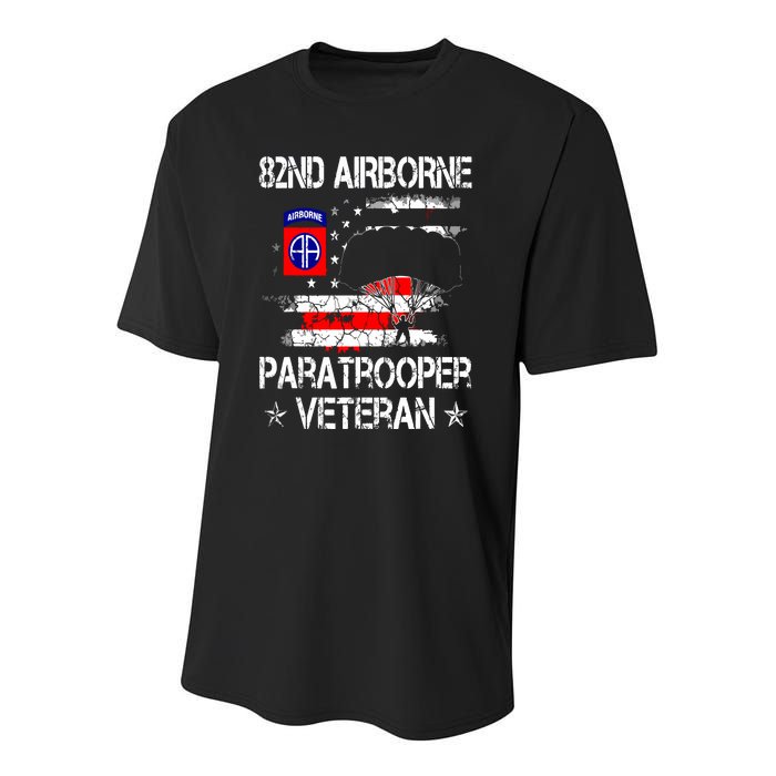 82nd Airborne Paratrooper Veteran Flag Veterans Day Youth Performance Sprint T-Shirt