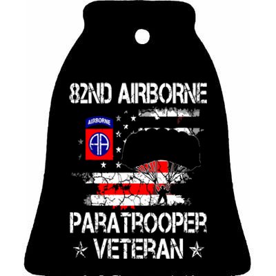 82nd Airborne Paratrooper Veteran Flag Veterans Day Ceramic Bell Ornament