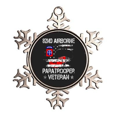 82nd Airborne Paratrooper Veteran Flag Veterans Day Metallic Star Ornament