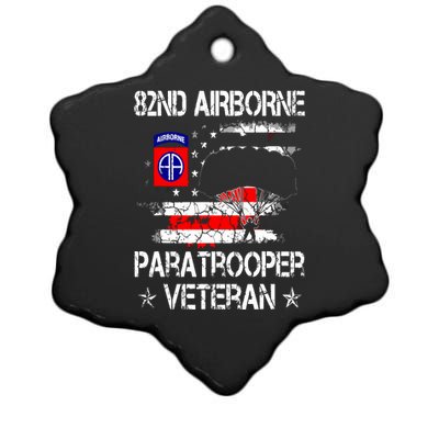 82nd Airborne Paratrooper Veteran Flag Veterans Day Ceramic Star Ornament