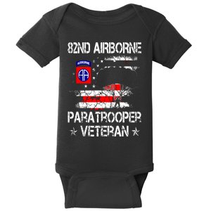 82nd Airborne Paratrooper Veteran Flag Veterans Day Baby Bodysuit