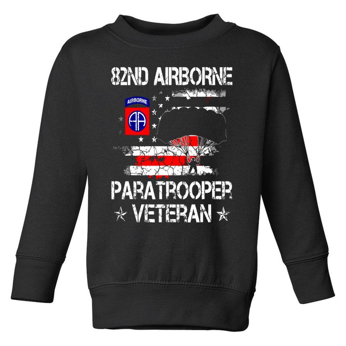 82nd Airborne Paratrooper Veteran Flag Veterans Day Toddler Sweatshirt