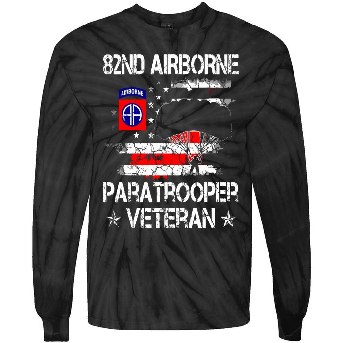 82nd Airborne Paratrooper Veteran Flag Veterans Day Tie-Dye Long Sleeve Shirt