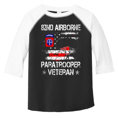 82nd Airborne Paratrooper Veteran Flag Veterans Day Toddler Fine Jersey T-Shirt