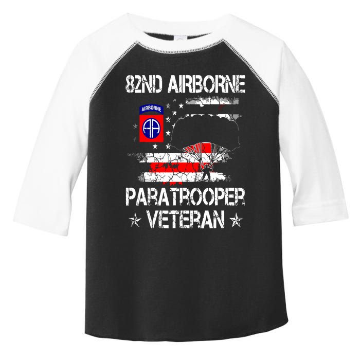 82nd Airborne Paratrooper Veteran Flag Veterans Day Toddler Fine Jersey T-Shirt