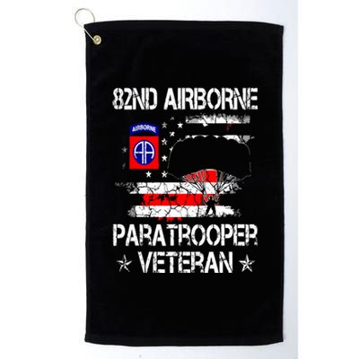 82nd Airborne Paratrooper Veteran Flag Veterans Day Platinum Collection Golf Towel