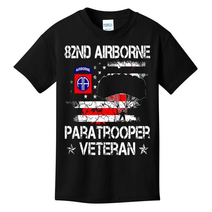 82nd Airborne Paratrooper Veteran Flag Veterans Day Kids T-Shirt