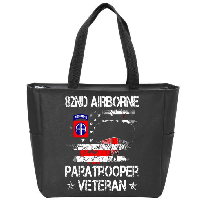 82nd Airborne Paratrooper Veteran Flag Veterans Day Zip Tote Bag