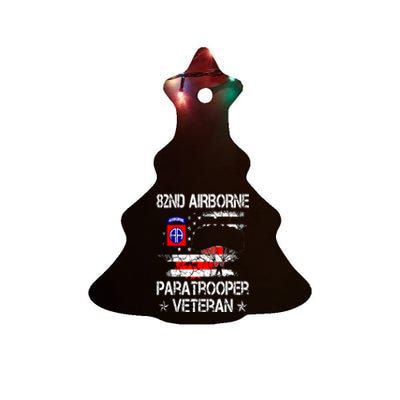 82nd Airborne Paratrooper Veteran Flag Veterans Day Ceramic Tree Ornament