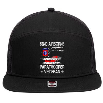 82nd Airborne Paratrooper Veteran Flag, Veterans Day 7 Panel Mesh Trucker Snapback Hat