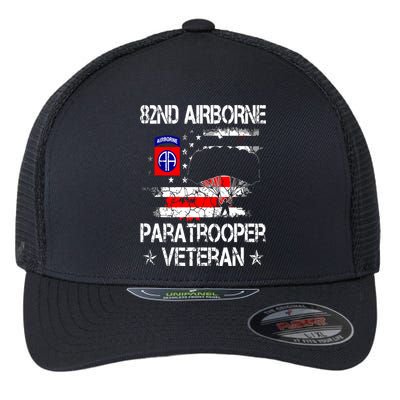 82nd Airborne Paratrooper Veteran Flag, Veterans Day Flexfit Unipanel Trucker Cap